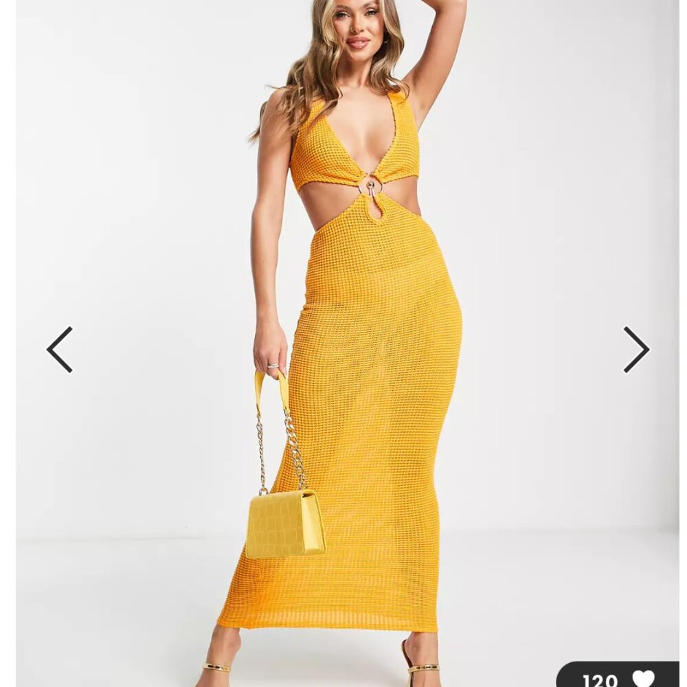 Simmi cut out waist Summer/Beach maxi dress in orange